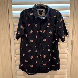 Quicksilver Men’s 4th of July America button down shirt large SS NWT